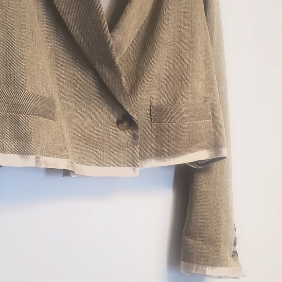 ZARA Limited Edition Contrast Cropped Blazer Size Large - Picture 7 of 13